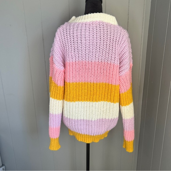 Bibi Chunky Knit Colorful Striped Sweater Size XL - Picture 3 of 9